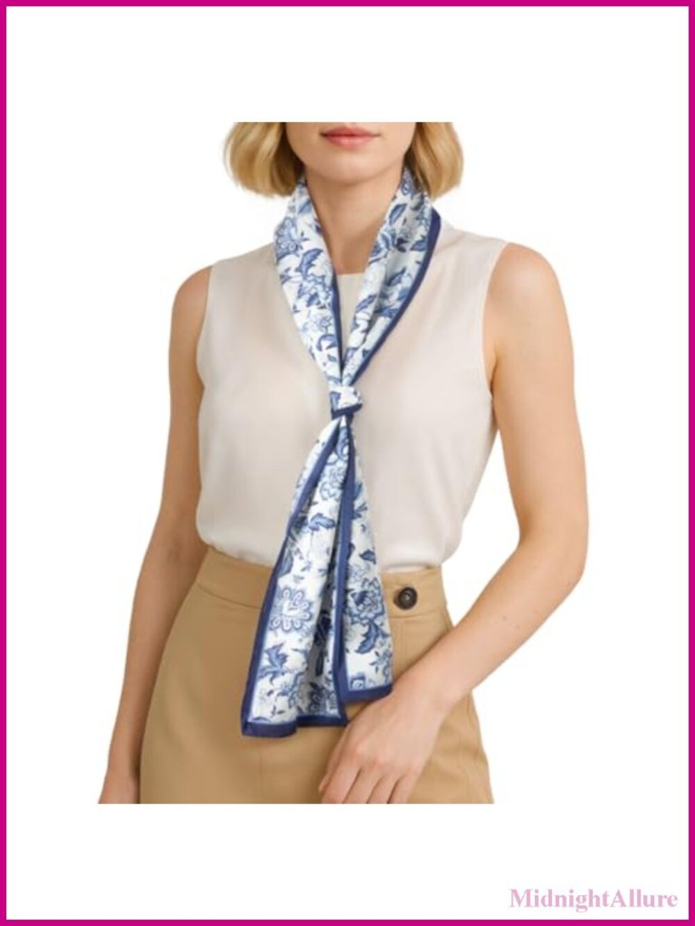 Silky Soft Floral Hair Scarf Neck Scarf Purse Accessory Women Lightweight